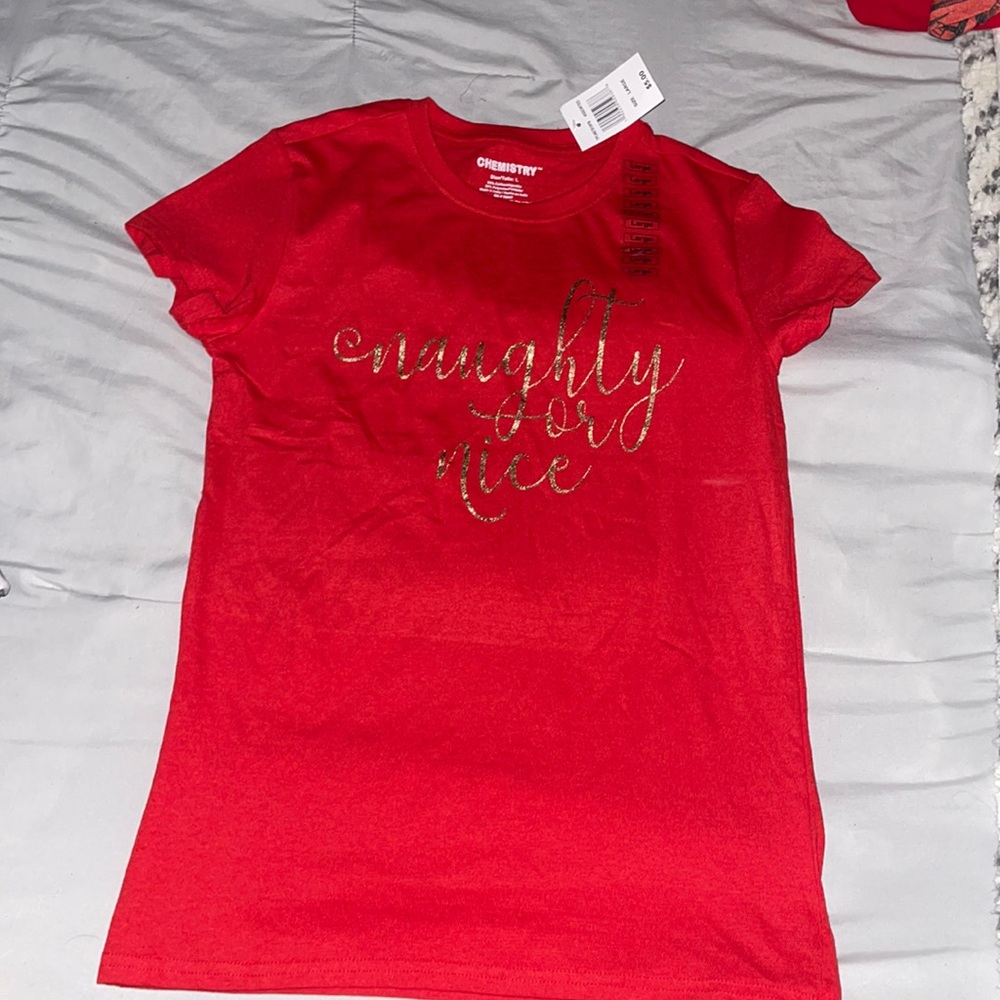 Brand new Red Christmas t-shirt size Large fits in size medium.